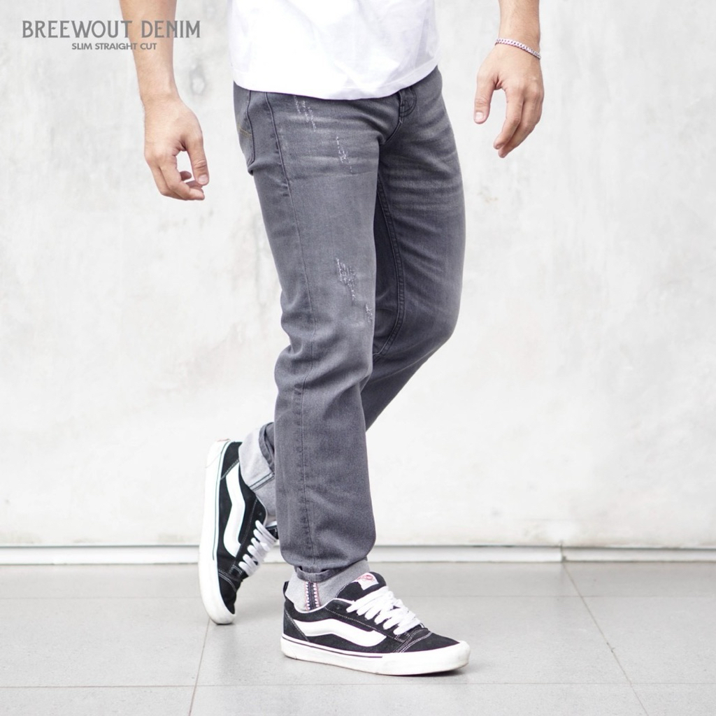BREEWOUT VINTAGE DENIM  / Celana Selvedge Denim Slim Straight / Celana Denim Pria / Celana Jeans pri