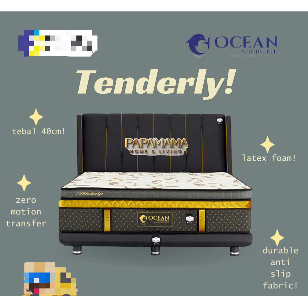Ocean Spring Bed Tipe Tenderly Tebal 40cm - Matras Only dan Fullset uk180x200 Garansi - Medan