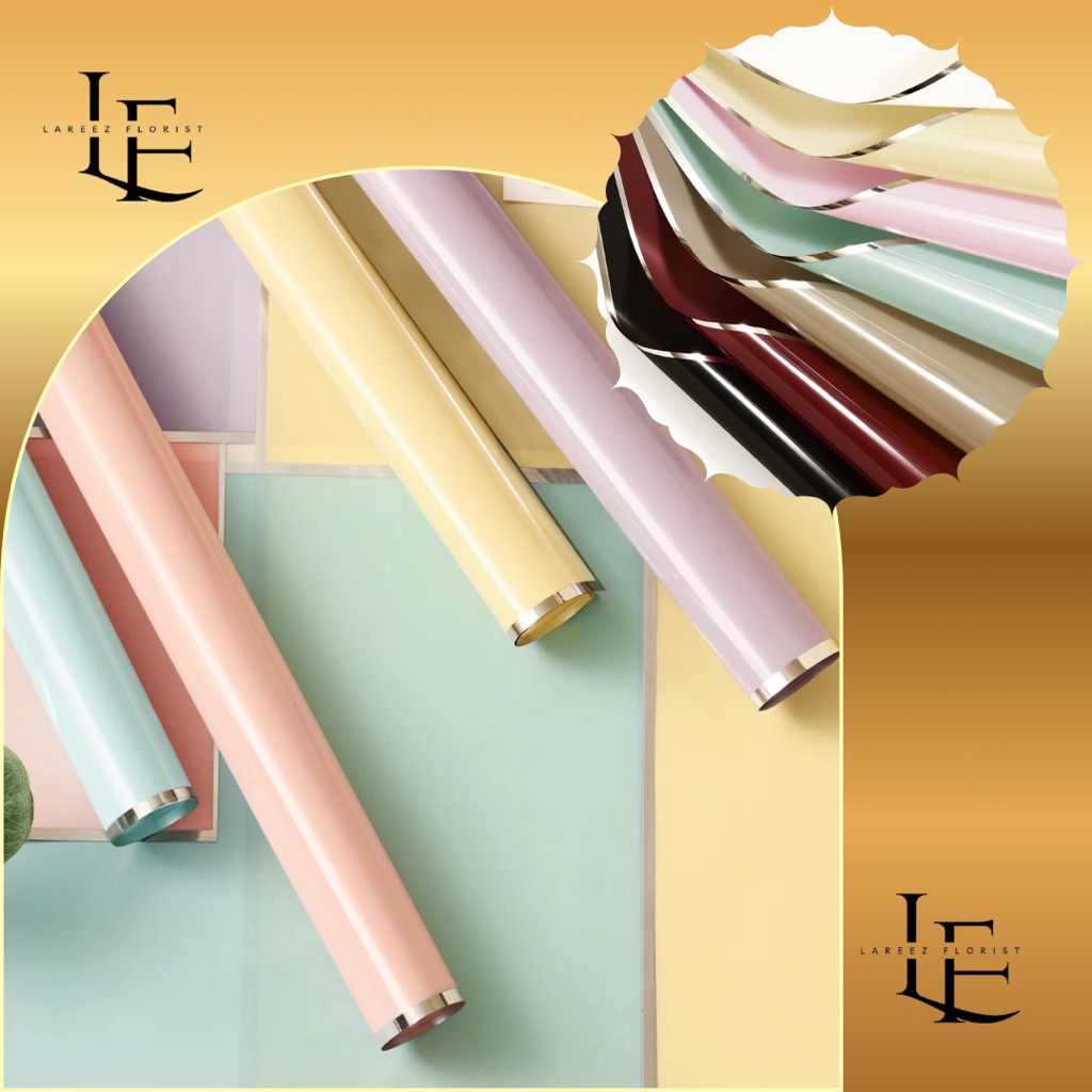 

[1 PACK/ 20 LEMBAR] Flower Wrapping Paper Silver Line Transparant Pastel Cellophane Waterproof Kertas Bungkus Pembungkus Bouquet Bucket Bunga Motif List Perak Transparan Bening Anti Air