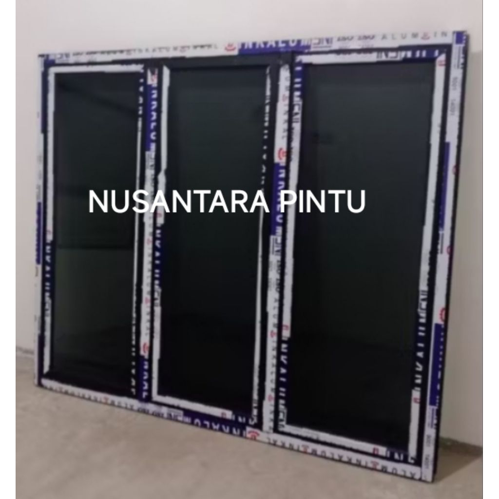 jendela L 160:T 120 aluminium casement 3 daun pintu plus kusen komplit tinggal pasang di dinding