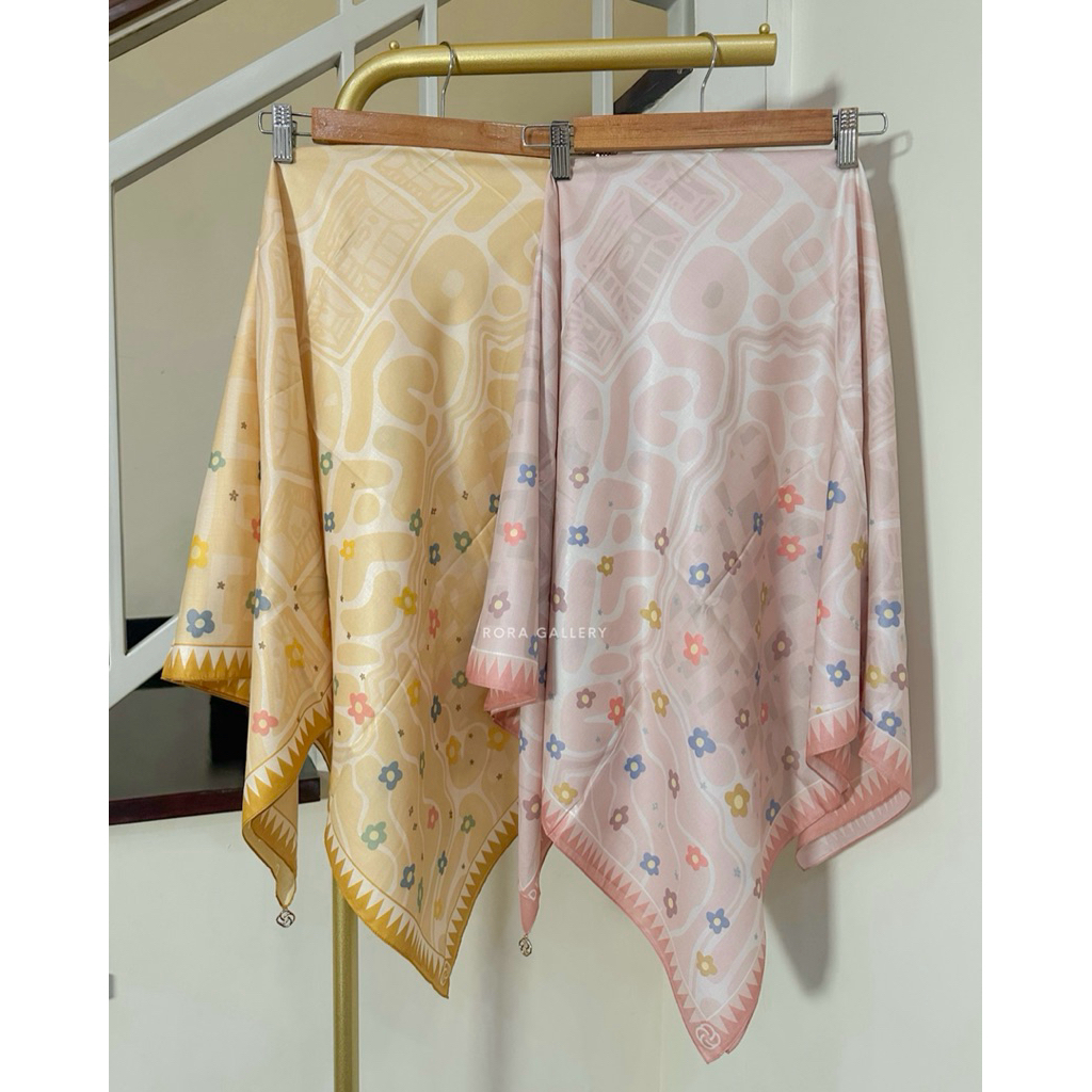 Deenay MEGAN SERIES | BLUE, YELLOW, DUSTY PINK | HIJAB VOAL SEGI EMPAT | JILBAB KERUDUNG MOTIF PATTE