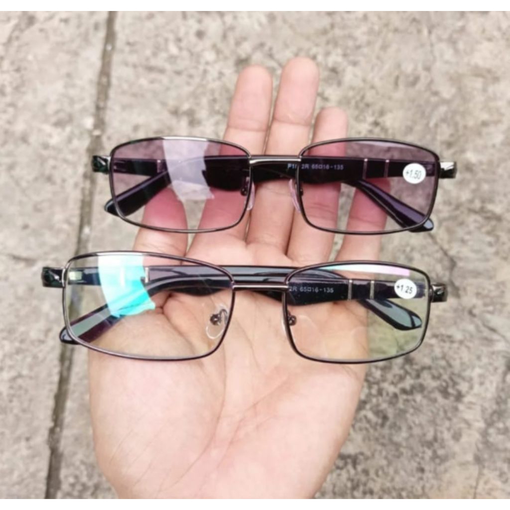 kacamata plus lensa dobel/double lensa baca dan jalan/kacamata dua fungsi dengan lensa hitam transpa