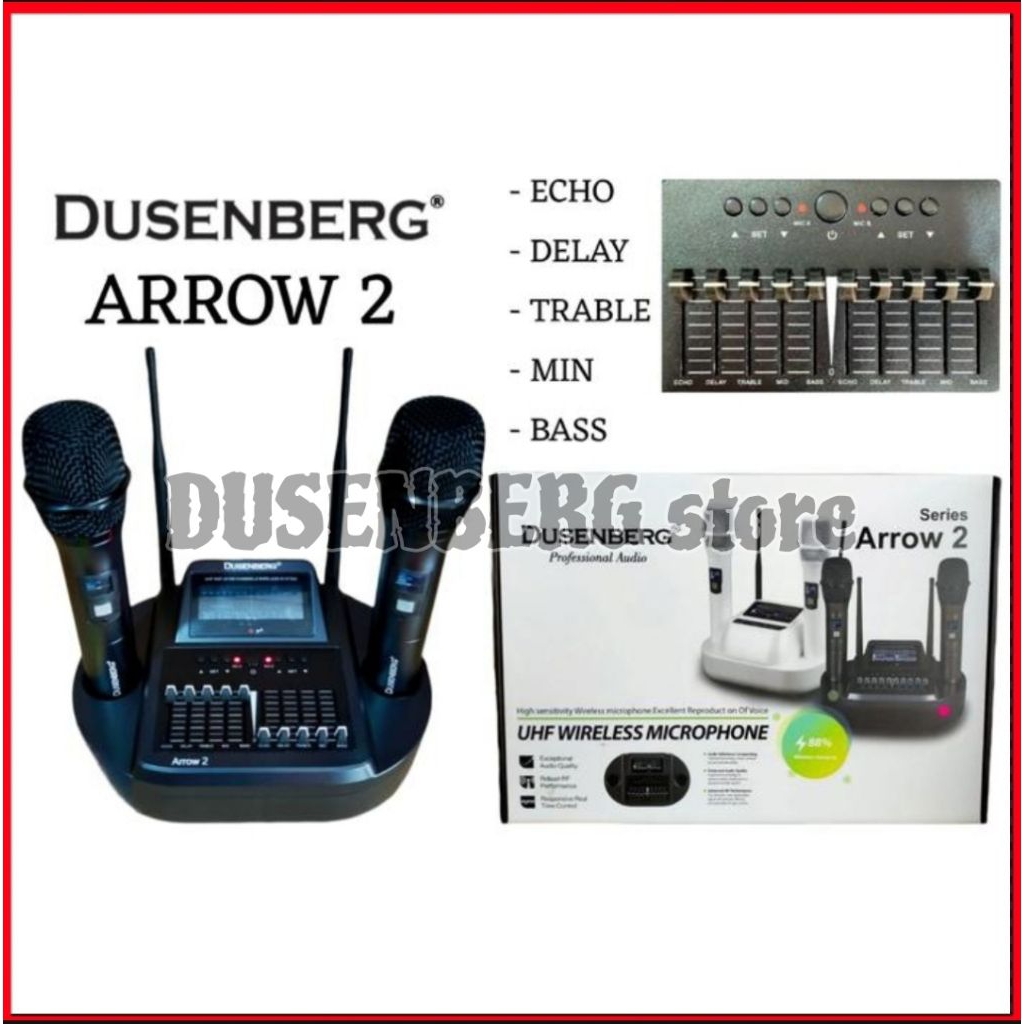 Mic Wireless DUSENBERG Arrow 2, Microphone Rechargeble, Equalizer Echo