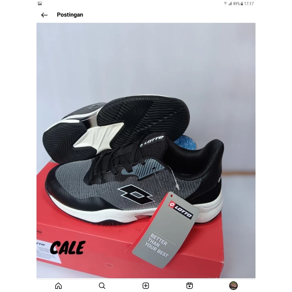promo Sepatu Badminton Wanita - lotto cale (black)  Badminton - Lotto Original