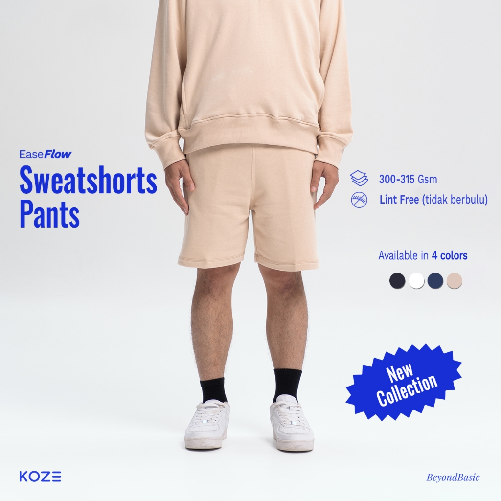 KOZE EaseFlow Sweatshort Pants Creamy Beige - Celana Pendek Sweatshort Creamy Beige - Sweatpants Cre
