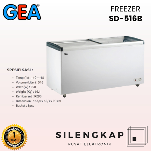 gea SD-516B Freezer Kaca Geser