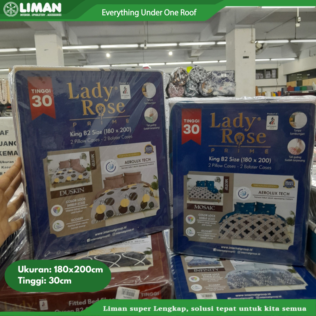 Sprey Lady Rose Ukuran King B2 Size 180x200 Tinggi 30cm