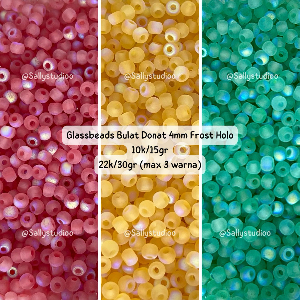 Glass Beads Bulat 4mm Frost Holo