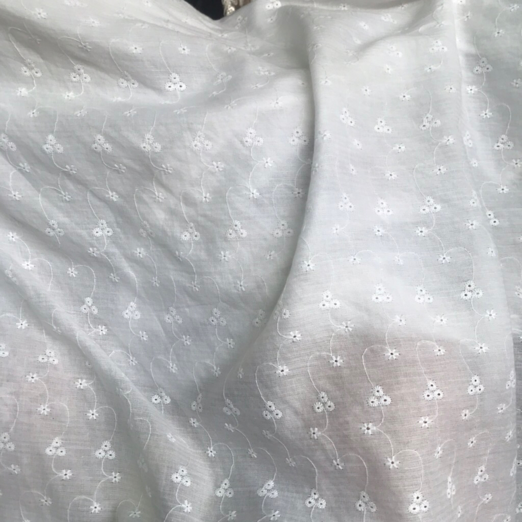 Kain Katun Bordir | Bahan Katun Bordir | Kain Katun Bordir Premium (Harga 0,5 meter)