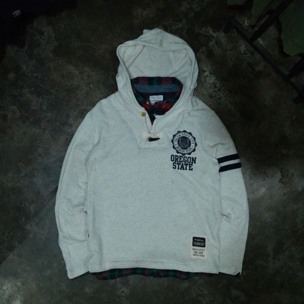 OREGON STATE HALF BUTTON HOODIE BROKEN WHITE