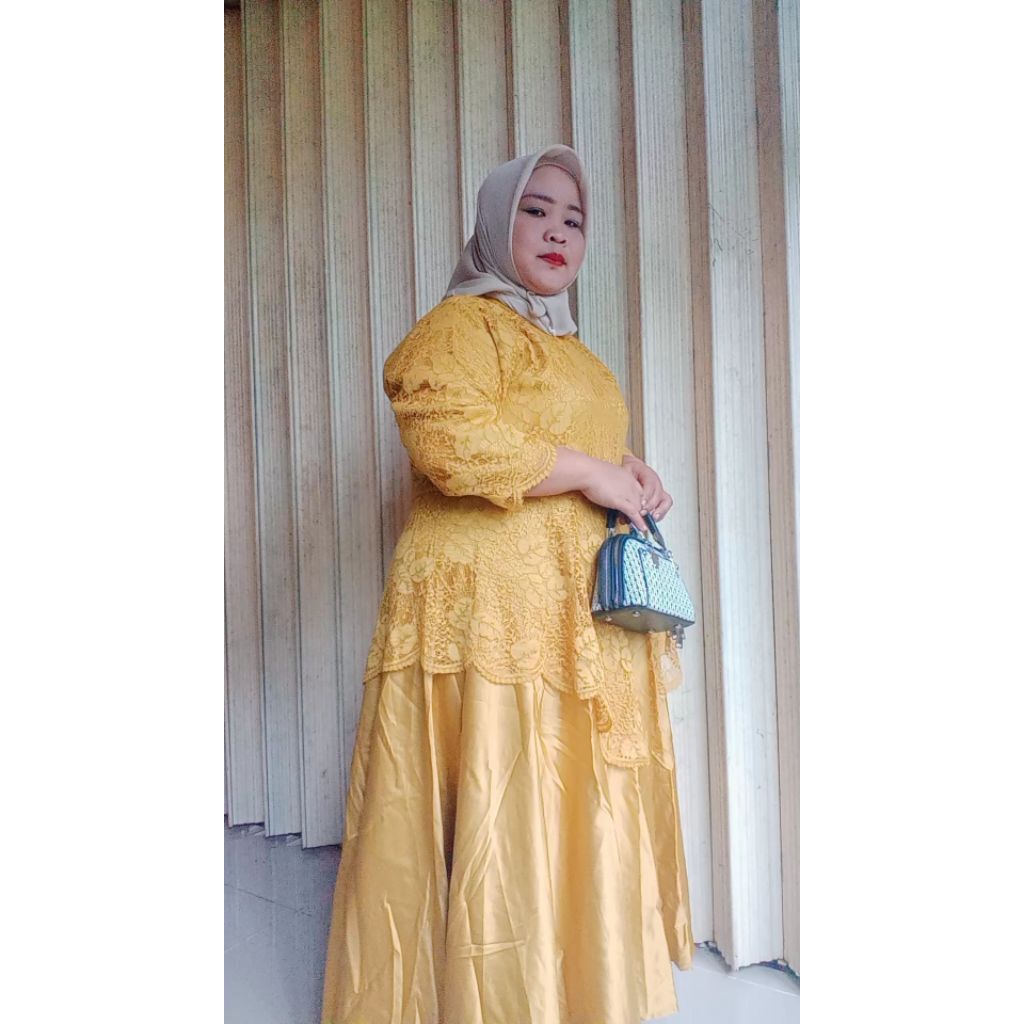 Edisi khusus jumbo baju gamis kondangan mewah,dres jumbo,brukat kondangan jumbo,LD 120-140