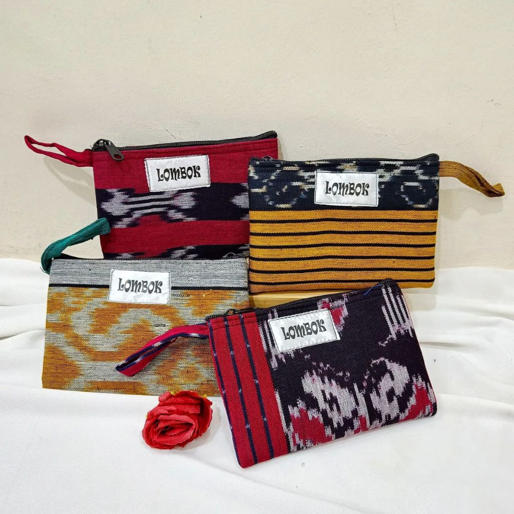 Dompet pouch wanita etnik tenun Tradisional Troso dompet HP dan kosmetik