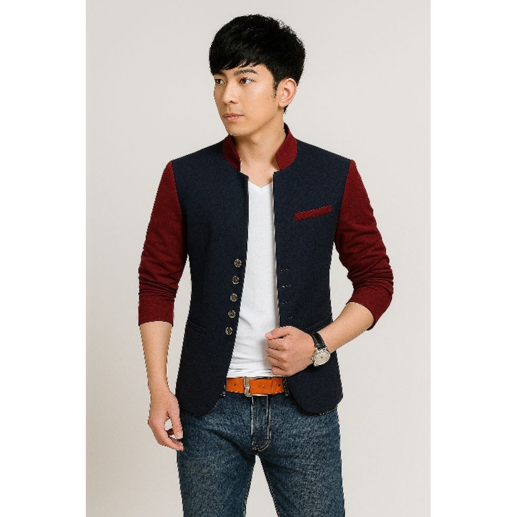Blazer RAIN NAVY - Jas Pria Slimfit Korean Stylish Casual Santai Gaul Murah konveksi Sendiri