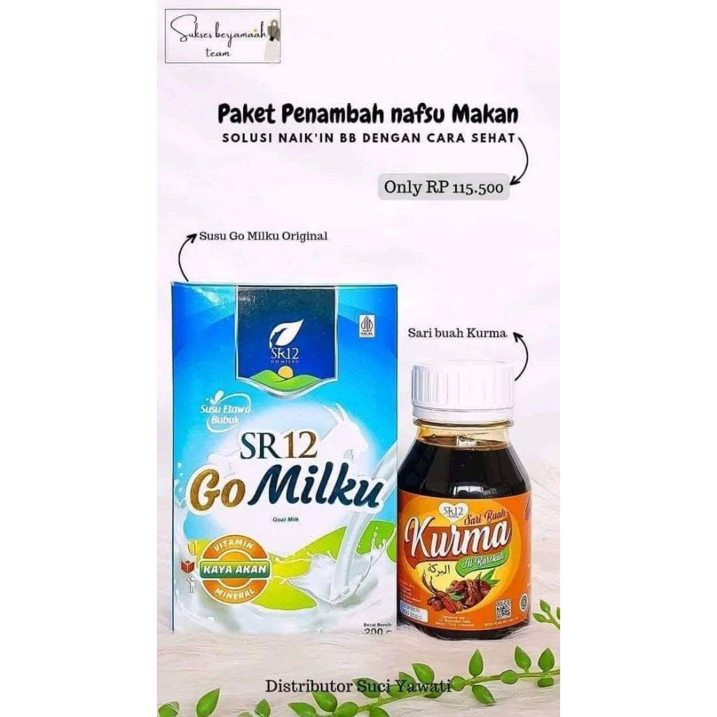 

paket penambah nafsu makan susu gomilku sr12 dan sari kurma