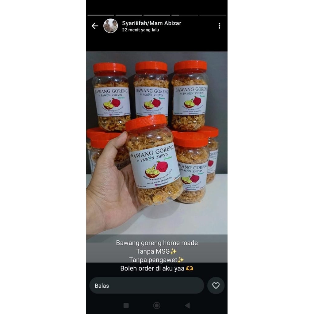 

bawang goreng asli premium pawonzhevin, campuran tepung, tanpa campuran MSG