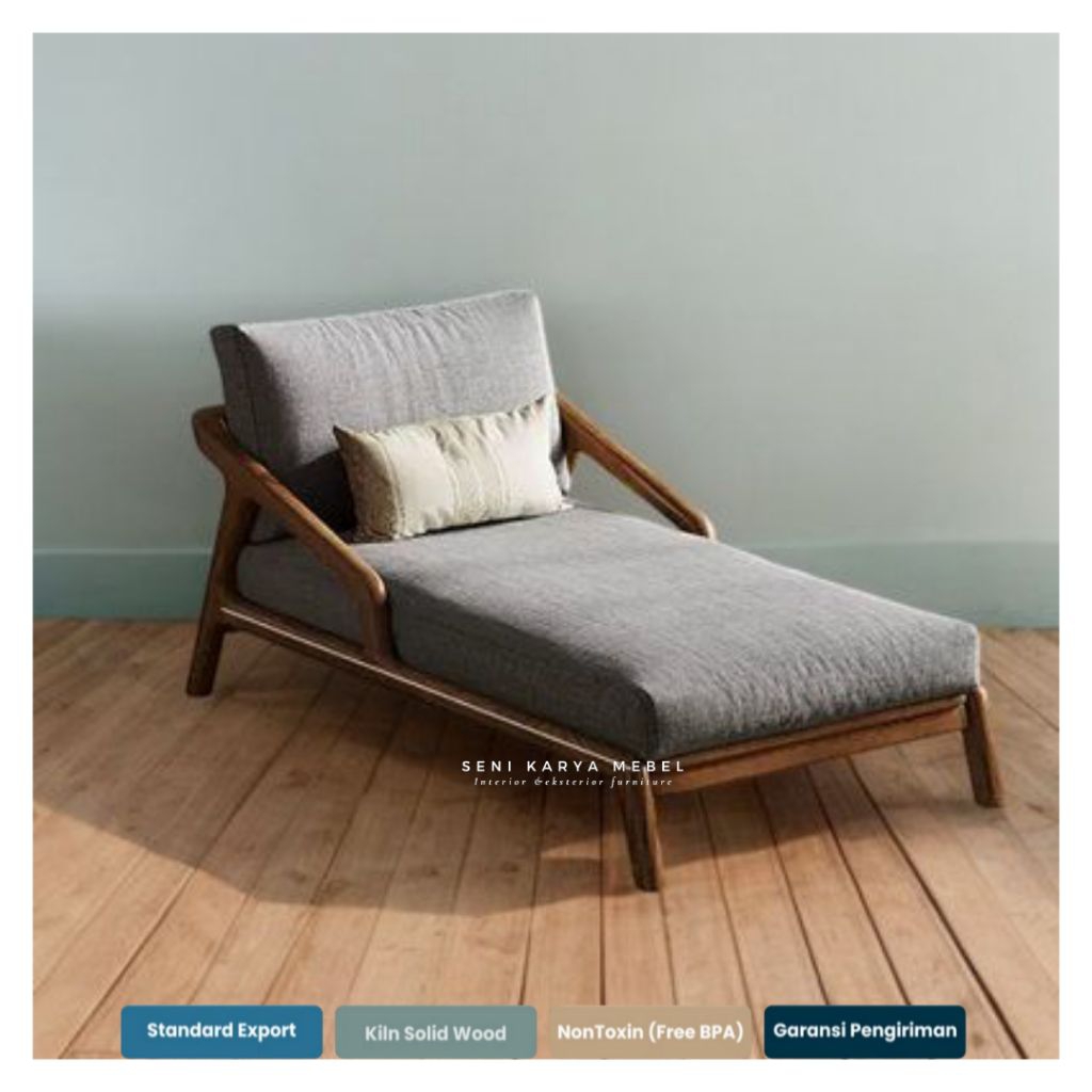 Kursi Sofa Santai Jati, kursi Malas Kayu Jati Bantalan Anti Kempes