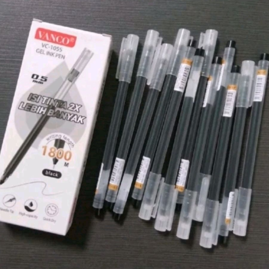 

(12pcs)Pulpen Gel Vanco VC-1055 Mata Pena 0.5 mm Tinta Hitam Stationery