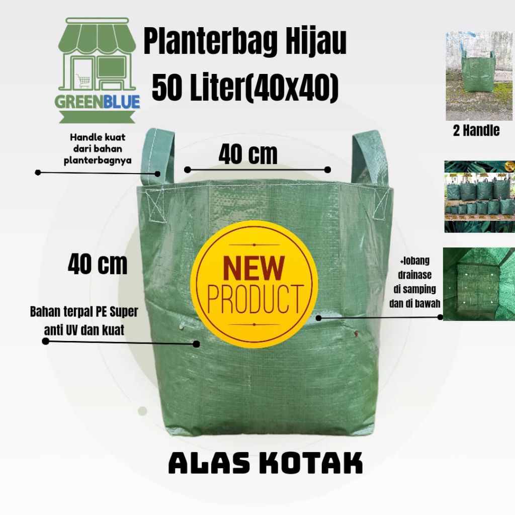 Planterbag Hijau 50 liter(40x40)pot terpal PE super