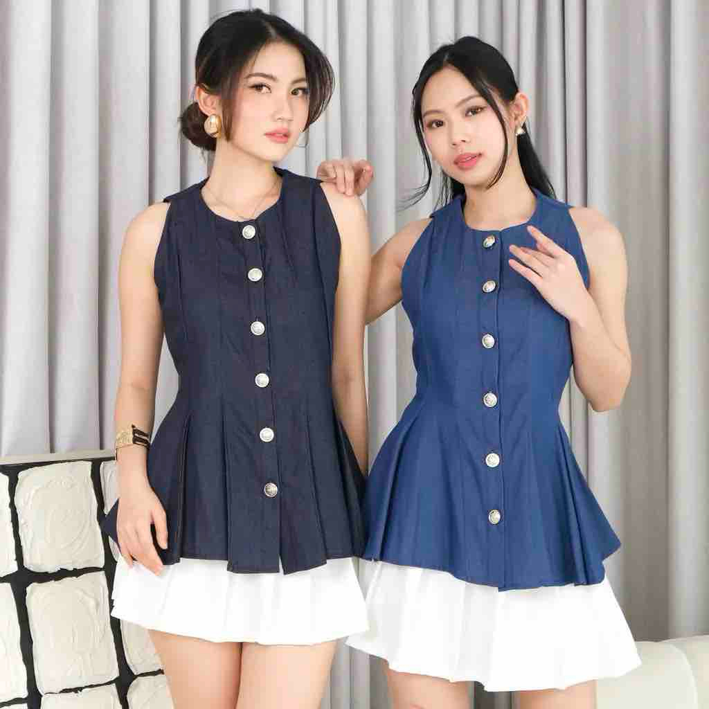 Baju Atasan Wanita Kekinian, Top Lengan Pendek || Gwen Peplum Top