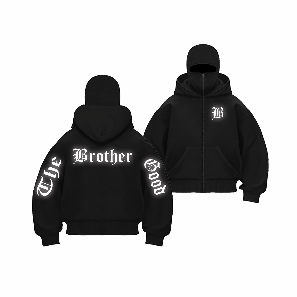 Hoodie BLACLAVA Zipper Boxy Black Doubel Kupluk Bahan Tebal 280 GSM / Sweater Zipper BLACLAVA Reflec