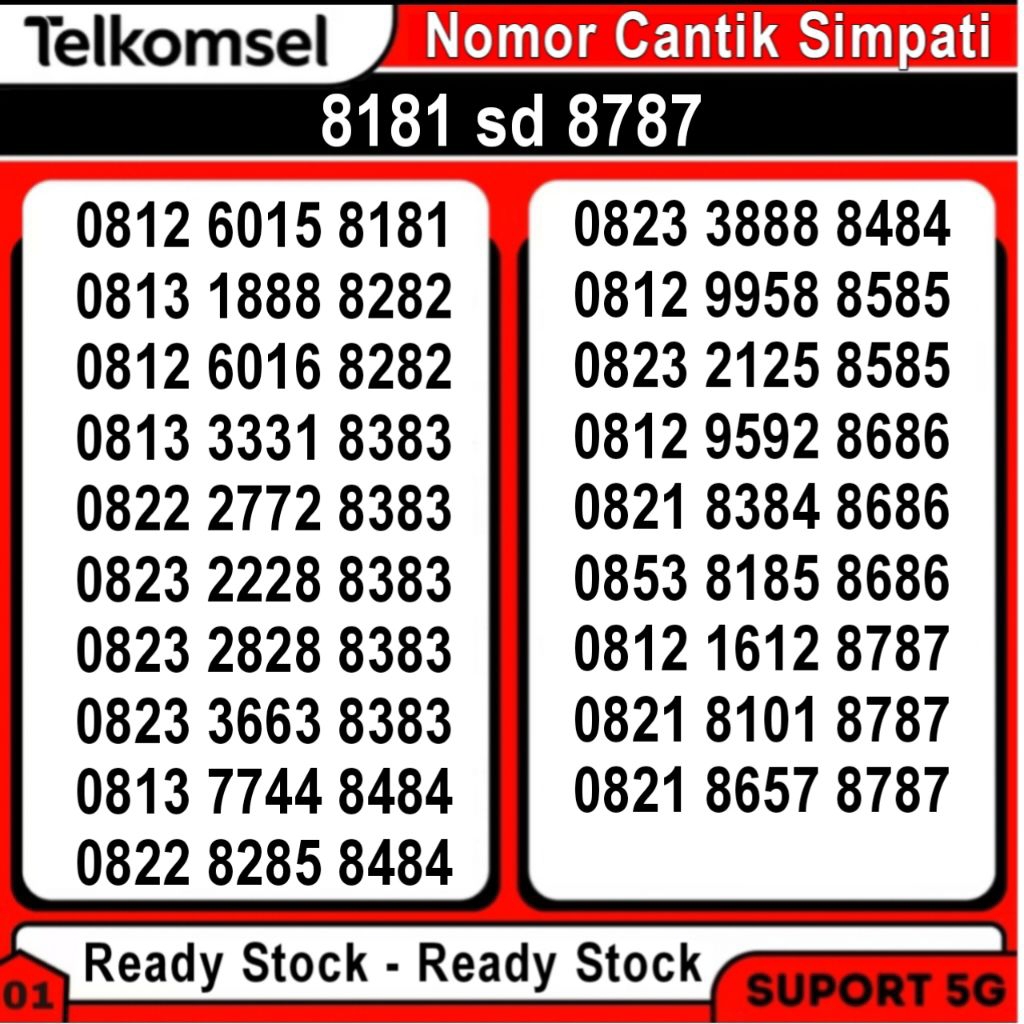 nomor cantik seri abab Telkomsel simpati 8181 8282 8383 8484 8585 8686 8787