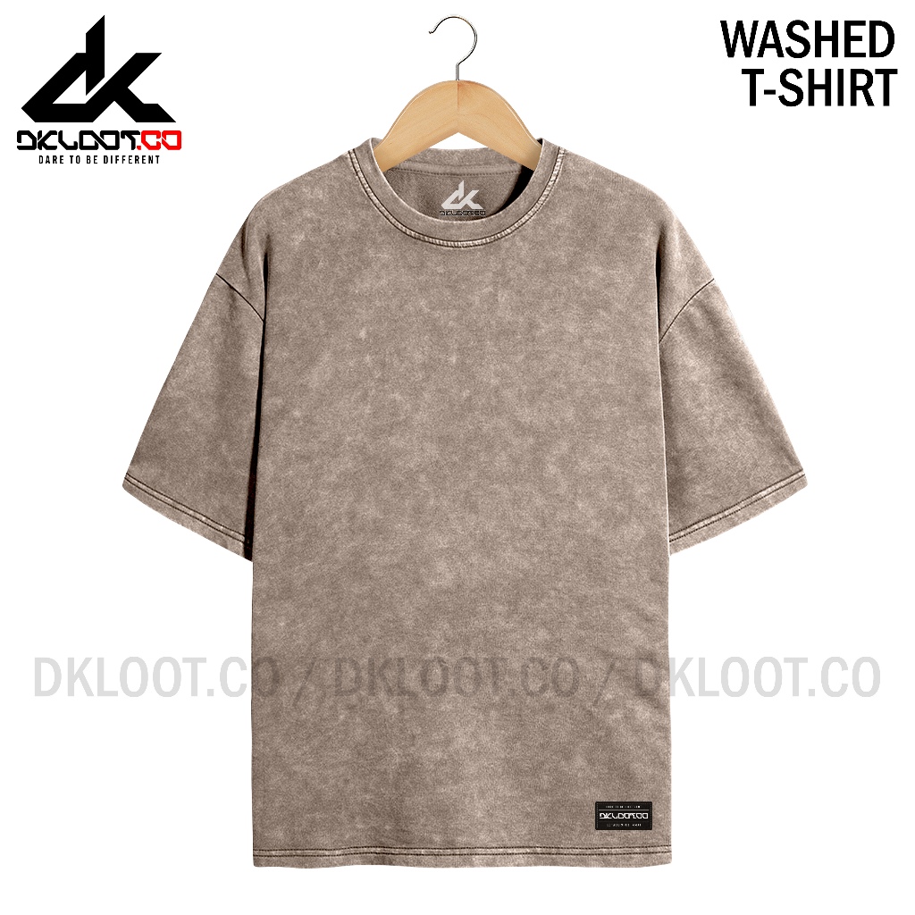Dkloot T-Shirt Basic Washed / Wash | Kaos Polos Black Washing | Kaos Polos Sand Washing Cotton Combe