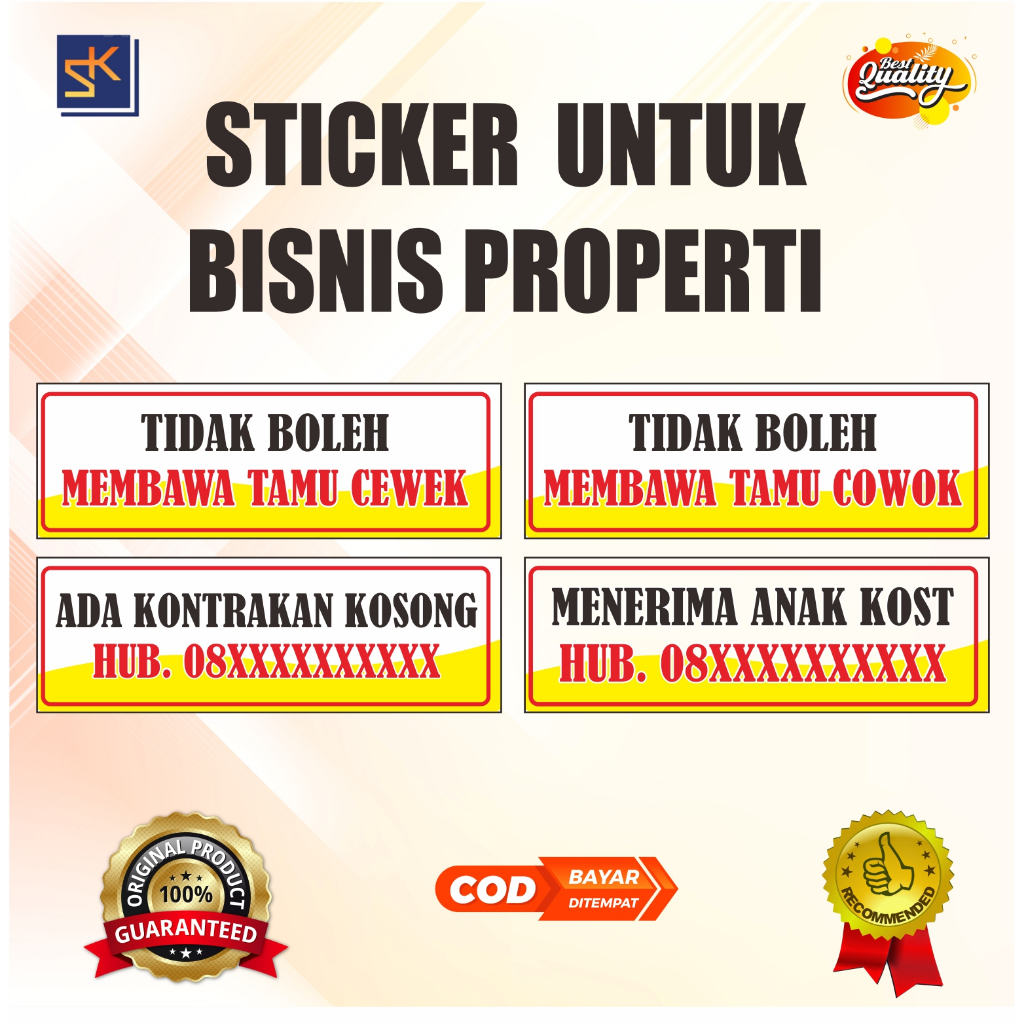 

Stiker Pengelola Properti – Aturan Tamu & Info Hunian Kosong Premium Quality dan Astetic