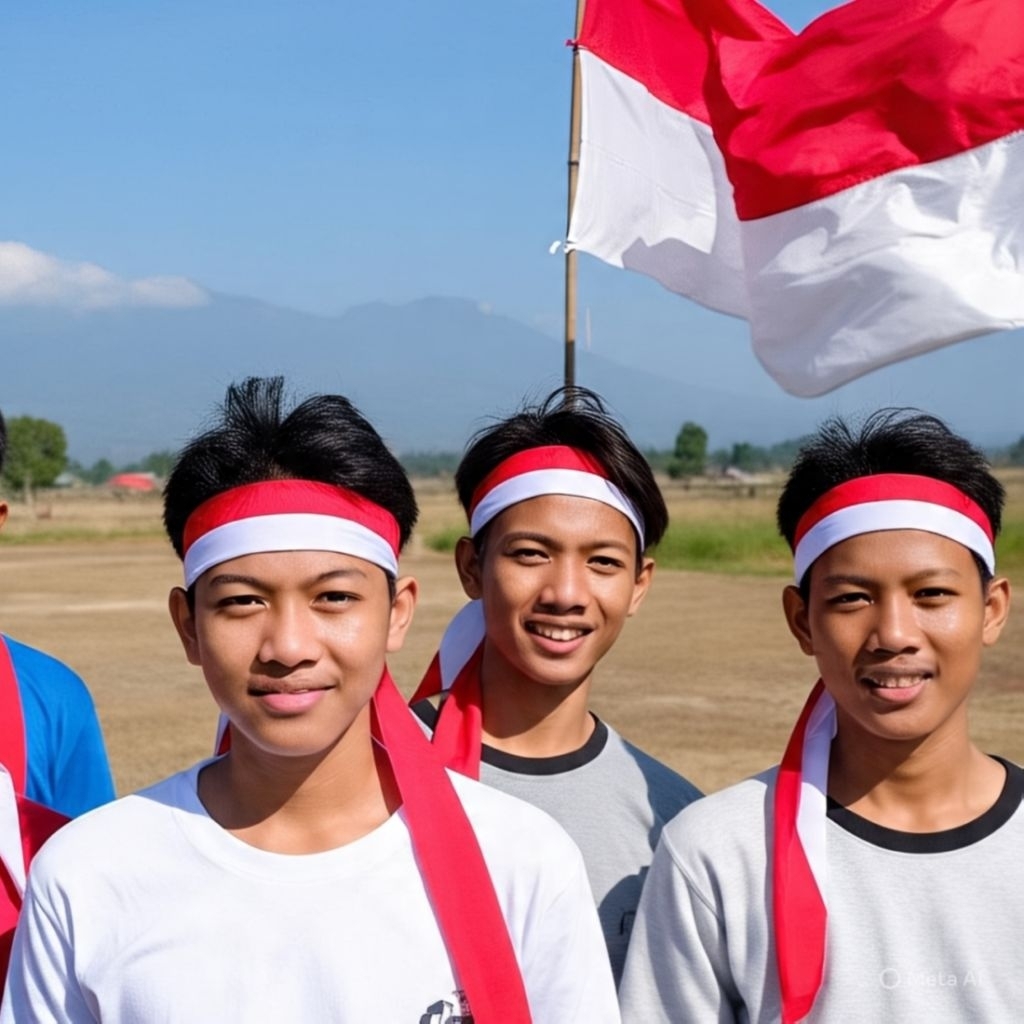 Bendera merah putih kain ikat kepala Dewasa / Anak Aksesoris HUT RI Bandana kepala / hiasan kepala
