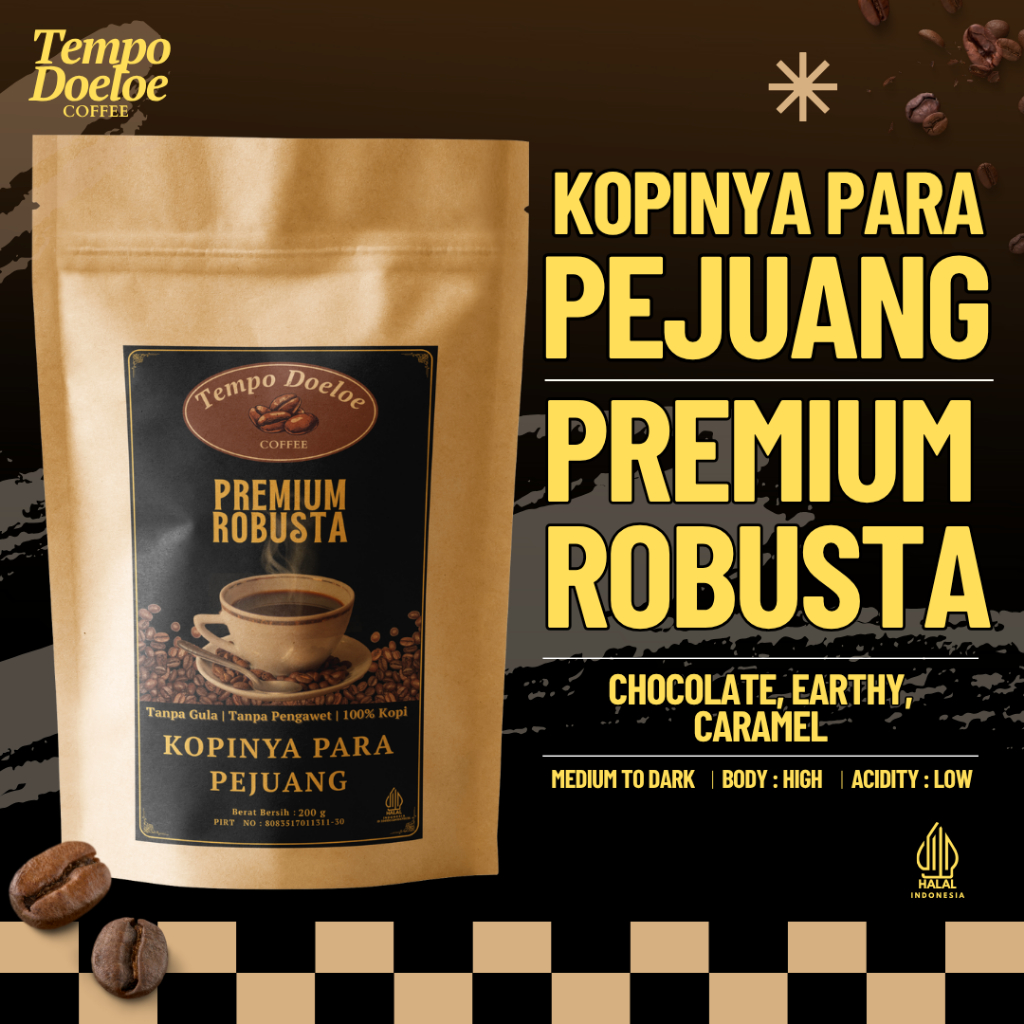 

Bubuk Kopi 100% Full Premium Robusta Pilihan Tanpa Campuran by Kopi Tempo Doeloe