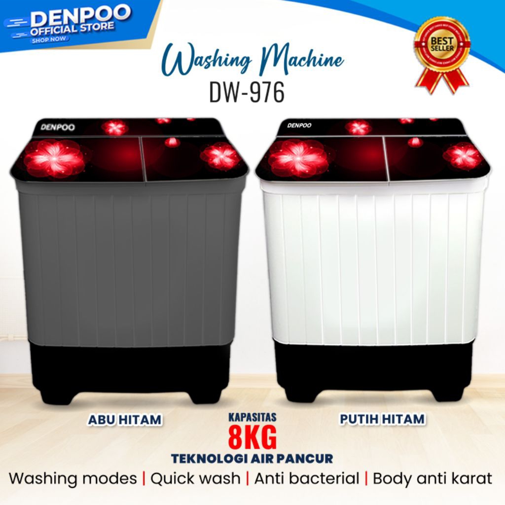 MESIN CUCI DENPOO 2 TABUNG DW 976 8 kg