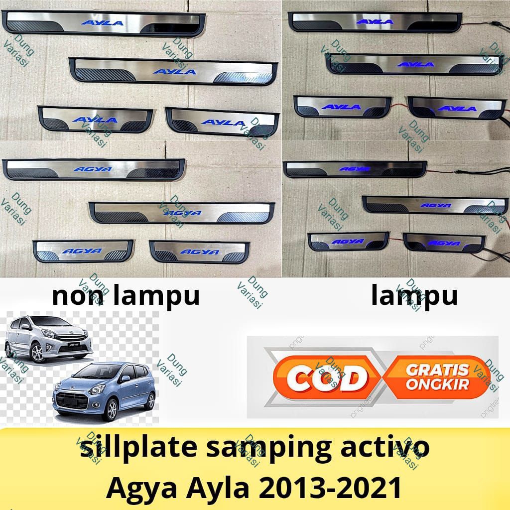 Sillplate Samping Agya Ayla 2012 2014 2015 2018 2020 2021 Activo Hitam List Chrome Lampu & Non Led
