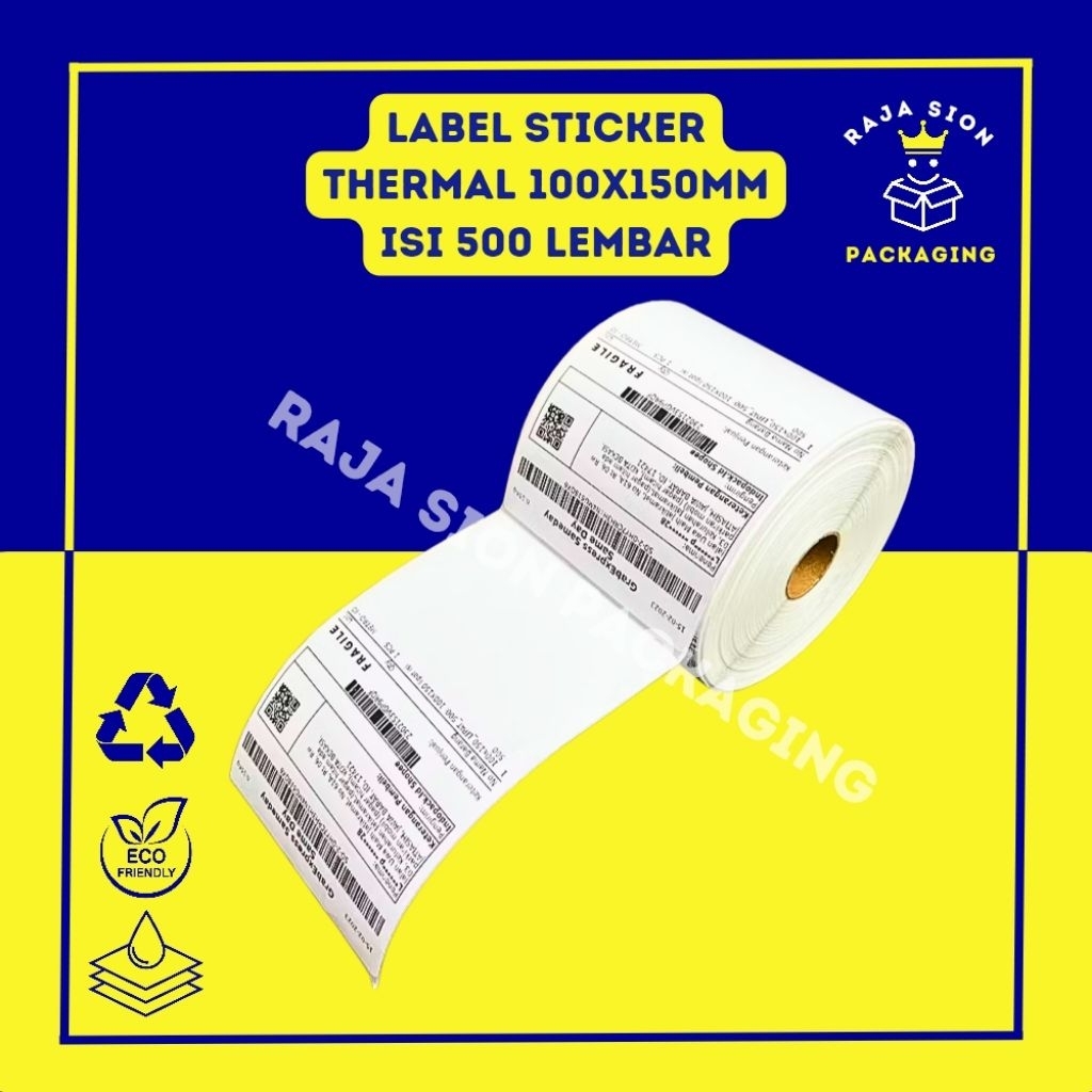 

Label Sticker Thermal 100x150mm / Kertas Stiker Resi Thermal ( ROLL : 500PCS )
