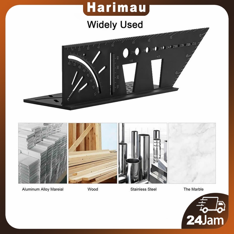 

Penggaris siku tukang mitre 3D Penggaris Penggaris Kayu 3D Mitre Angle Speed Square Siku marking Line 3D ALUMINIUM