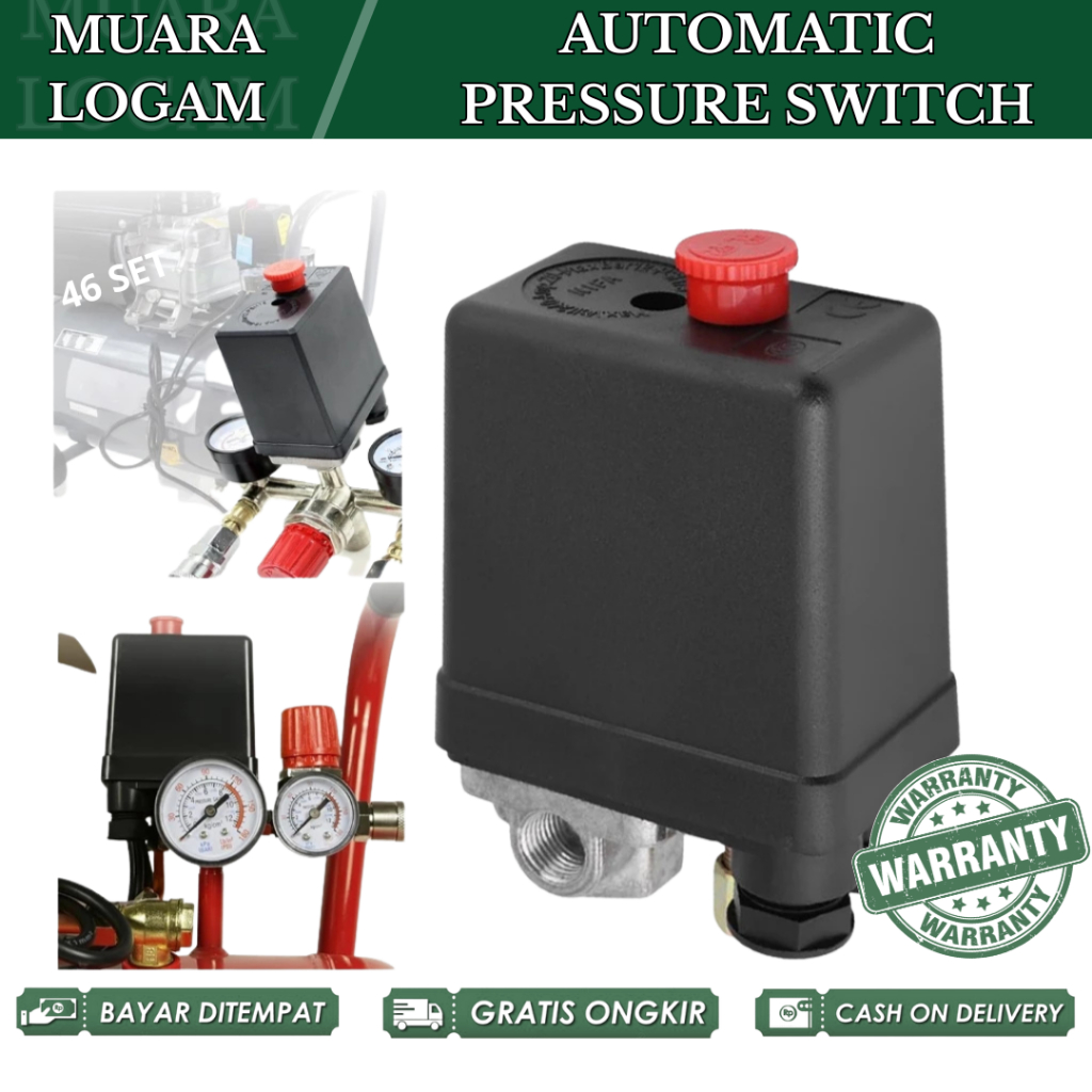 JLD Otomatis Kompresor Angin 4-Lubang Automatic Pressure Switch Compressor 4 Way Drat 1/4"