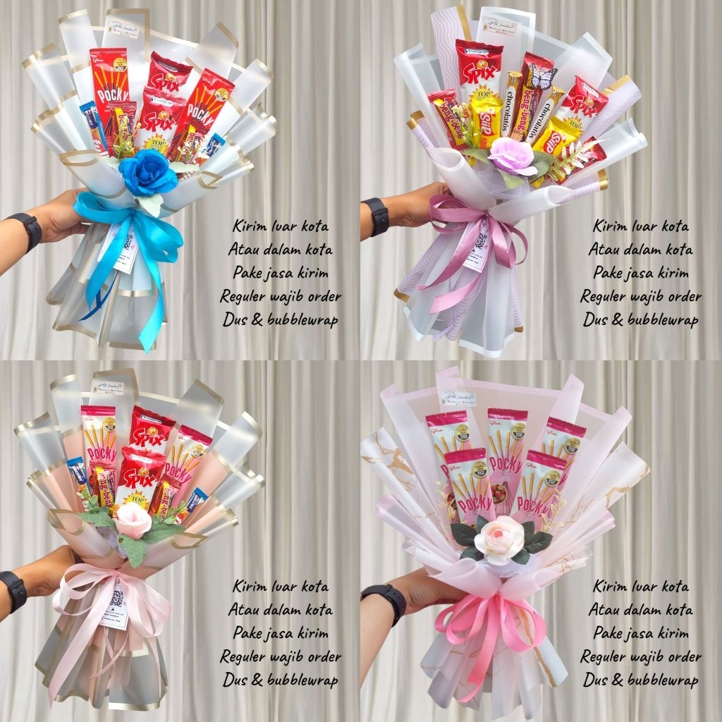 

READY !!! Buket snack pocky ,Buket pocky sachet ,Bucket bunga, Buket snack, Hadiah wisuda/birthday