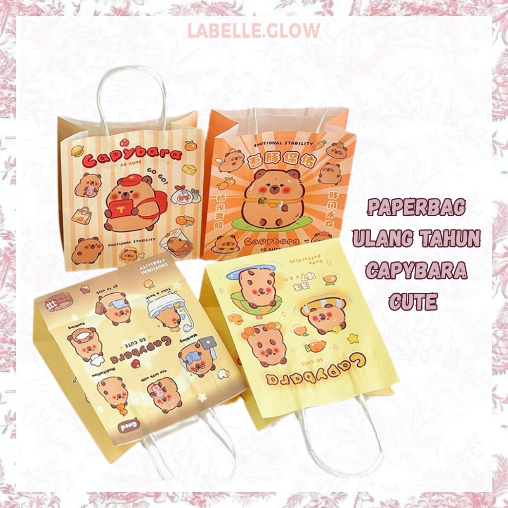 

LB Paper Bag Tas Kado Tas Hadiah Ulang Tahun Karakter Capybara Goodie Bag Bingkisan Tas Tenteng