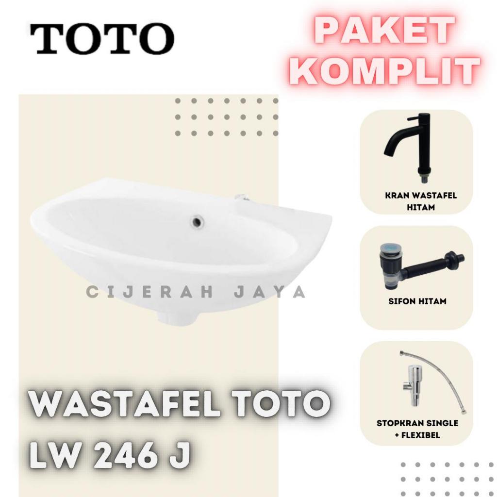 PAKET WASTAFEL TOTO LW246J + KERAN + SIFON + FLEXIBEL / WASTAFEL TOTO KOMPLIT LW 246J LW 246 J