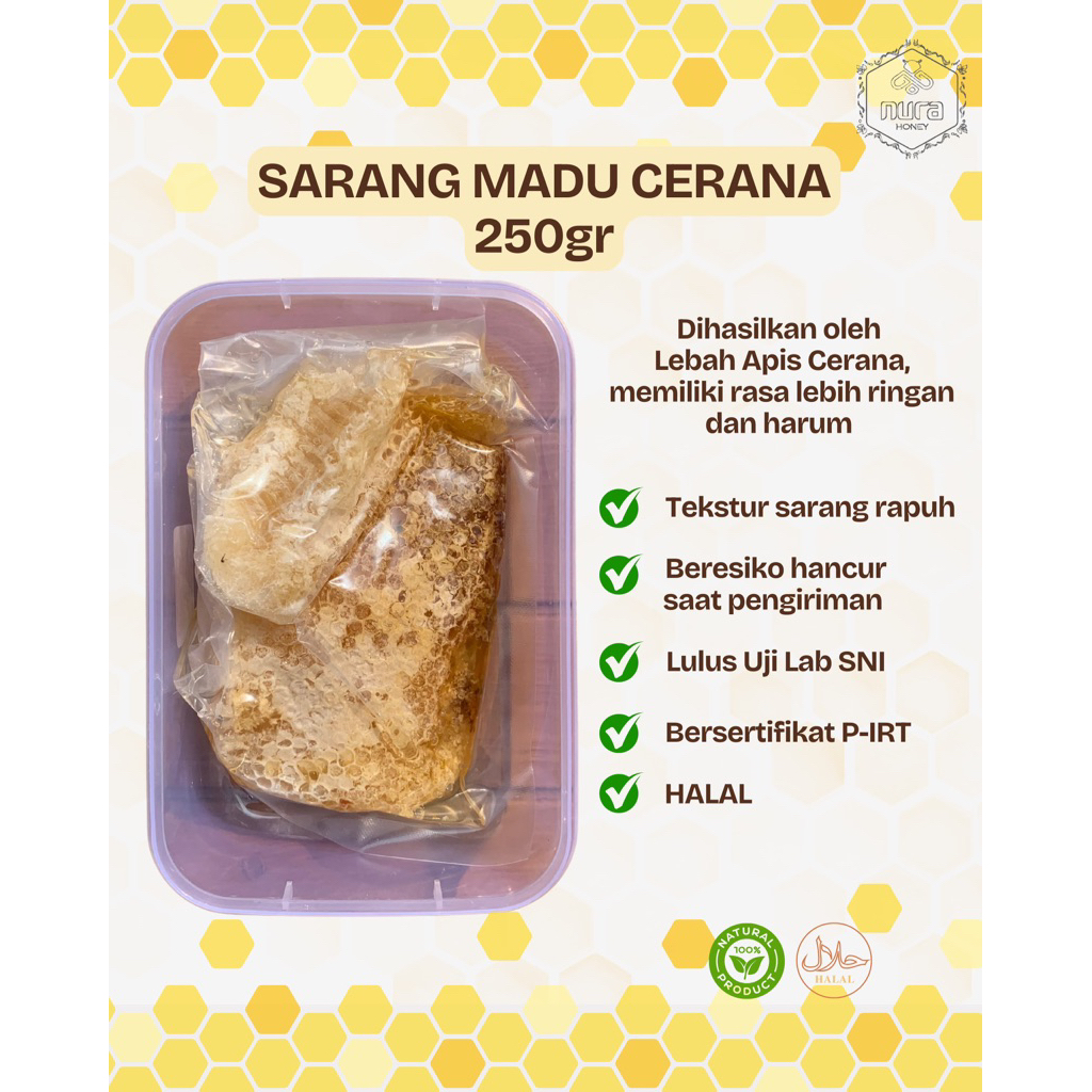 

(MUDAH HANCUR) Sarang Madu CERANA 250gr Nura Honey
