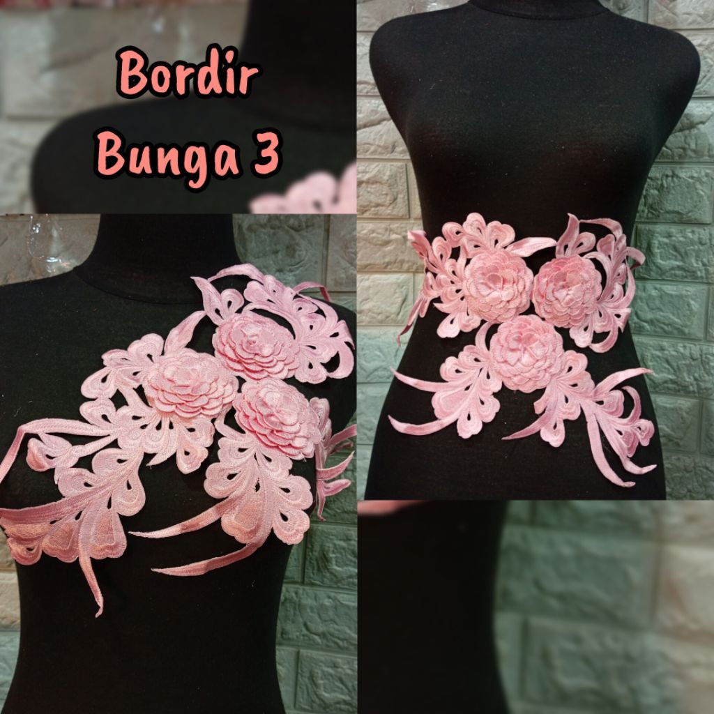 Bordir bunga | bordir bunga 3D | bordir tempel | bordir kebaya | bordiran bunga 3D