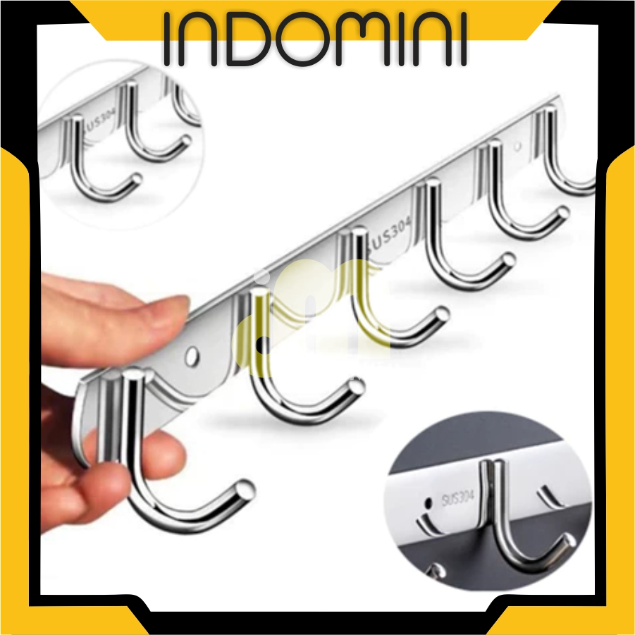 INDOMINI Kapstok Stainless Steel Anti Karat / Gantungan Baju Hook Kait Kamar Mandi R1294