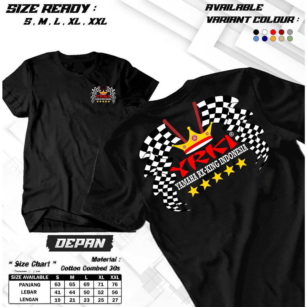 KAOS DISTRO LENGAN PENDEK YRKI YAMAHA RX KING INDONESIA | KAOS OBLONG KEREN RX KING LENGAN PENDEK | 