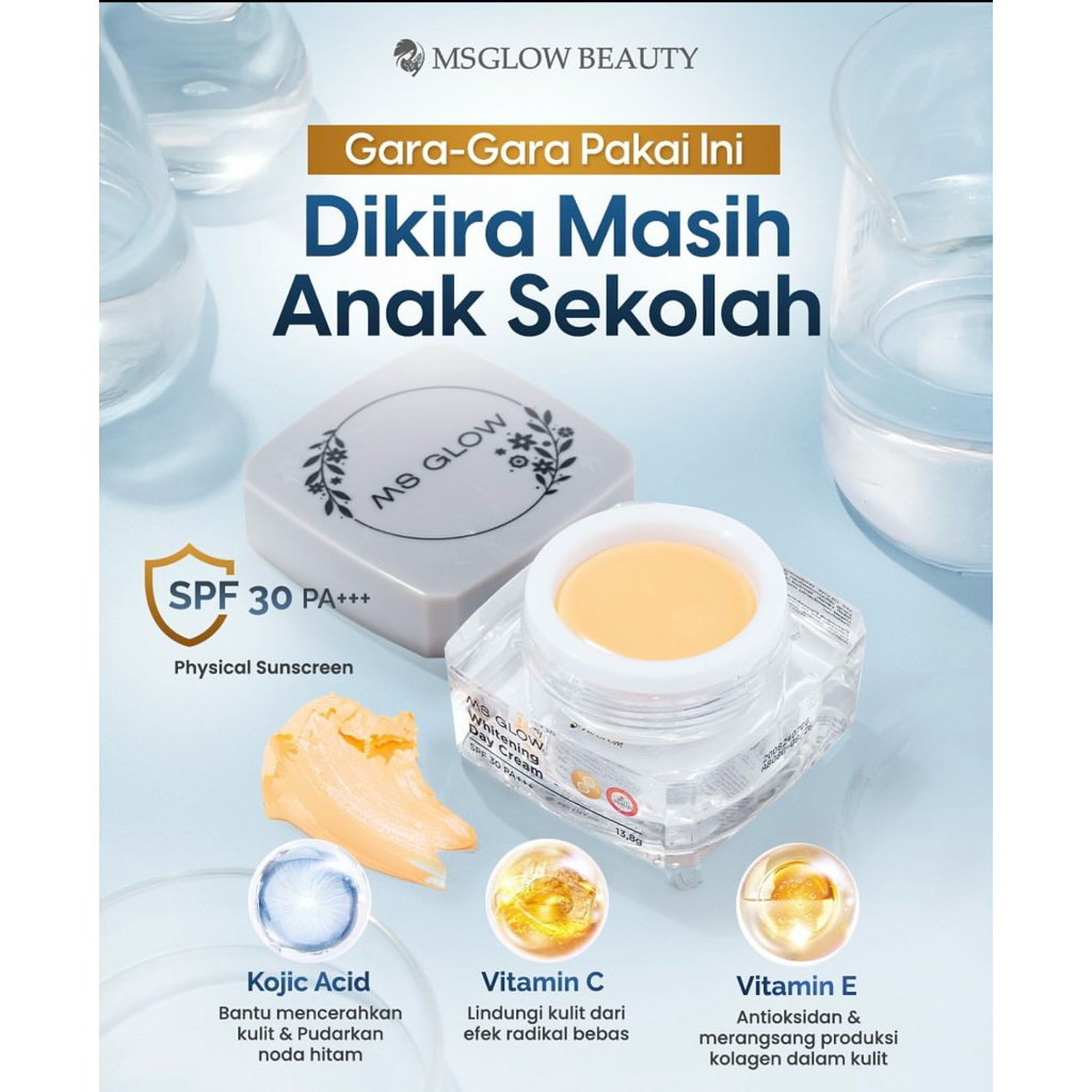 Day Cream / Pro Whitening / SUN WHITE Ms Glow Cream Pagi Siang Ori Agen Resmi Bekasi Jkt Cikarang Ci