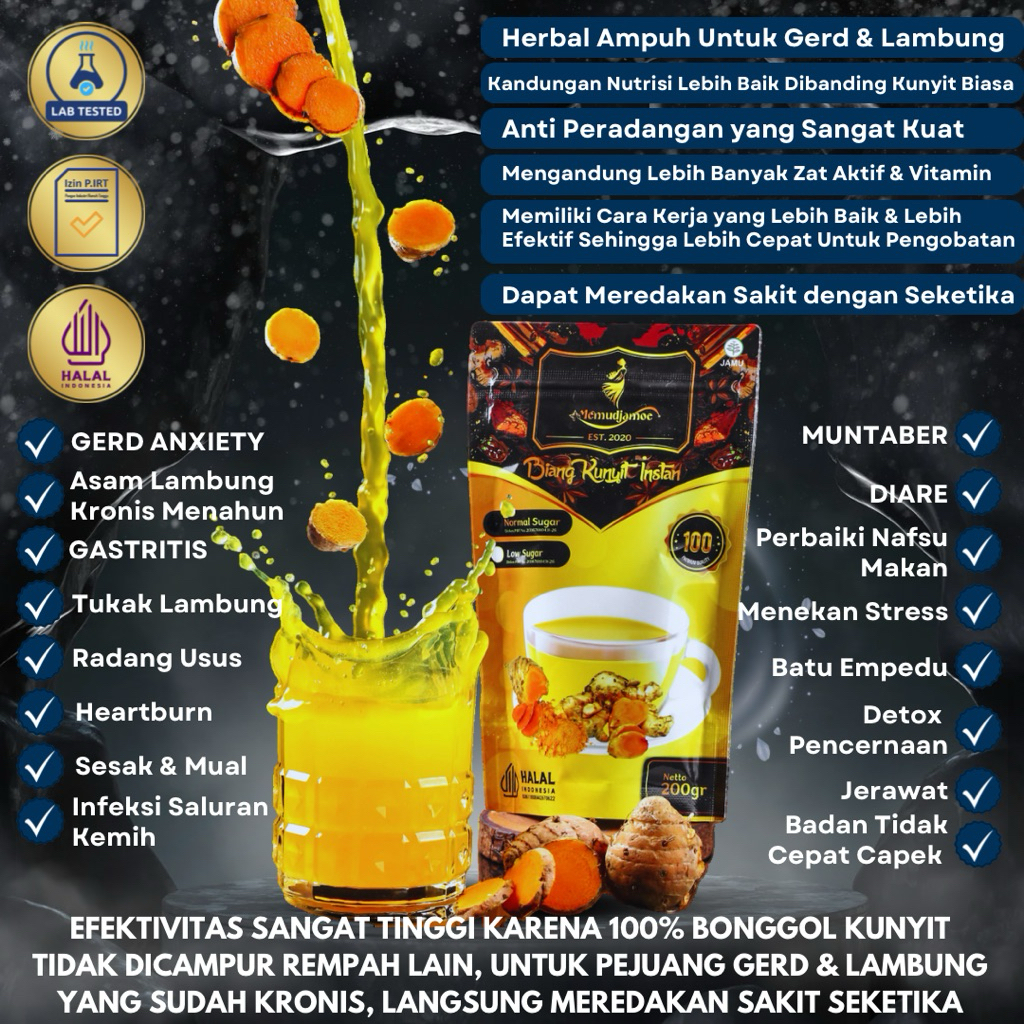 

BIANG KUNYIT BUBUK Herbal Super Ampuh 10x dari Kunyit Biasa | untuk GERD ANXIETY & Sakit Lambung Kronis