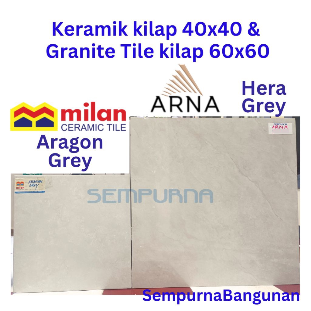 Keramik kramik granit granite tile ubin lantai dinding tembok Milan Aragon Grey 40x40 motif serat ul