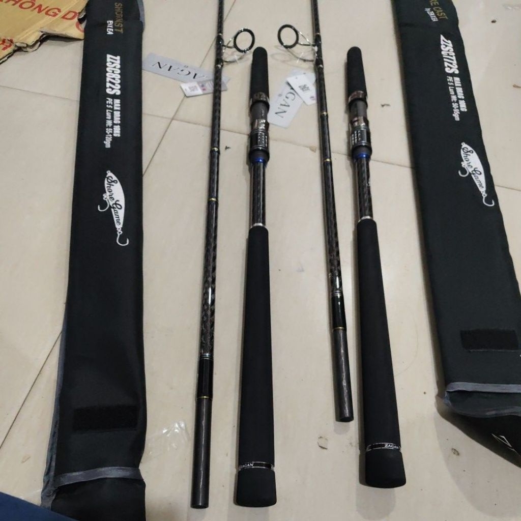 joran pancing zagan shore cast 772 atau 822 popping shore game carbon