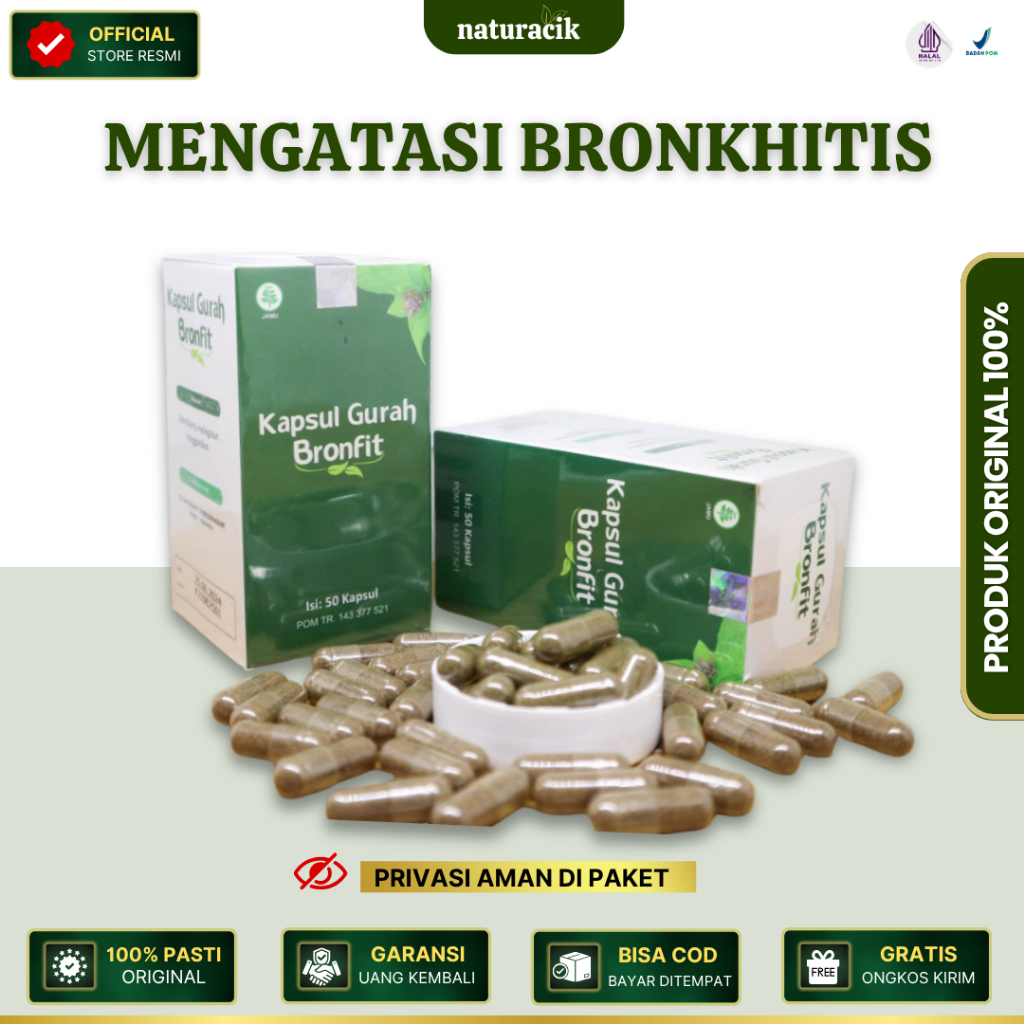 Kapsul Gurah Bronfit Obat Herbal Alami - Obat Bronkhitis asma, TBC, paru paling ampuh