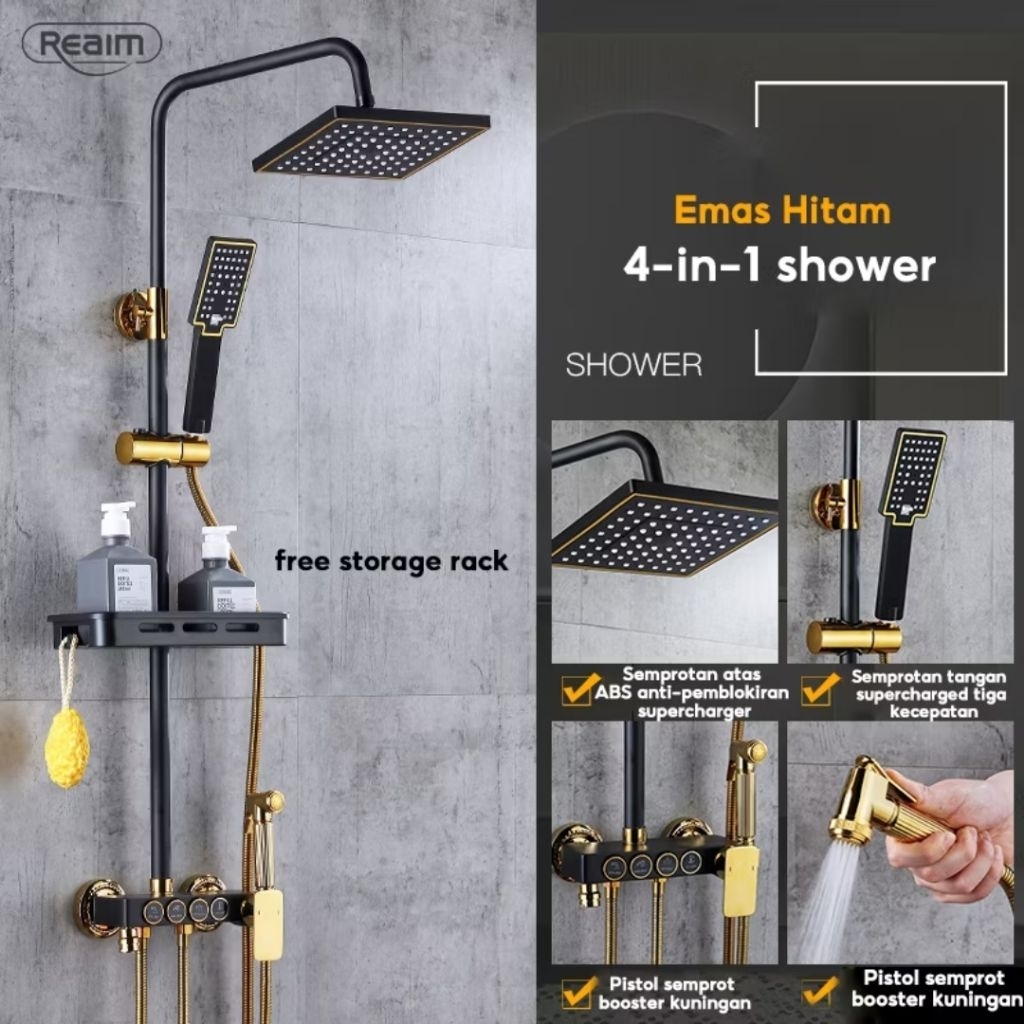 Shower Set 4 Fungsi Panas-Dingin Dengan Faucet Shower Mandi Set Stainless Shower Kamar Mandi Shower 