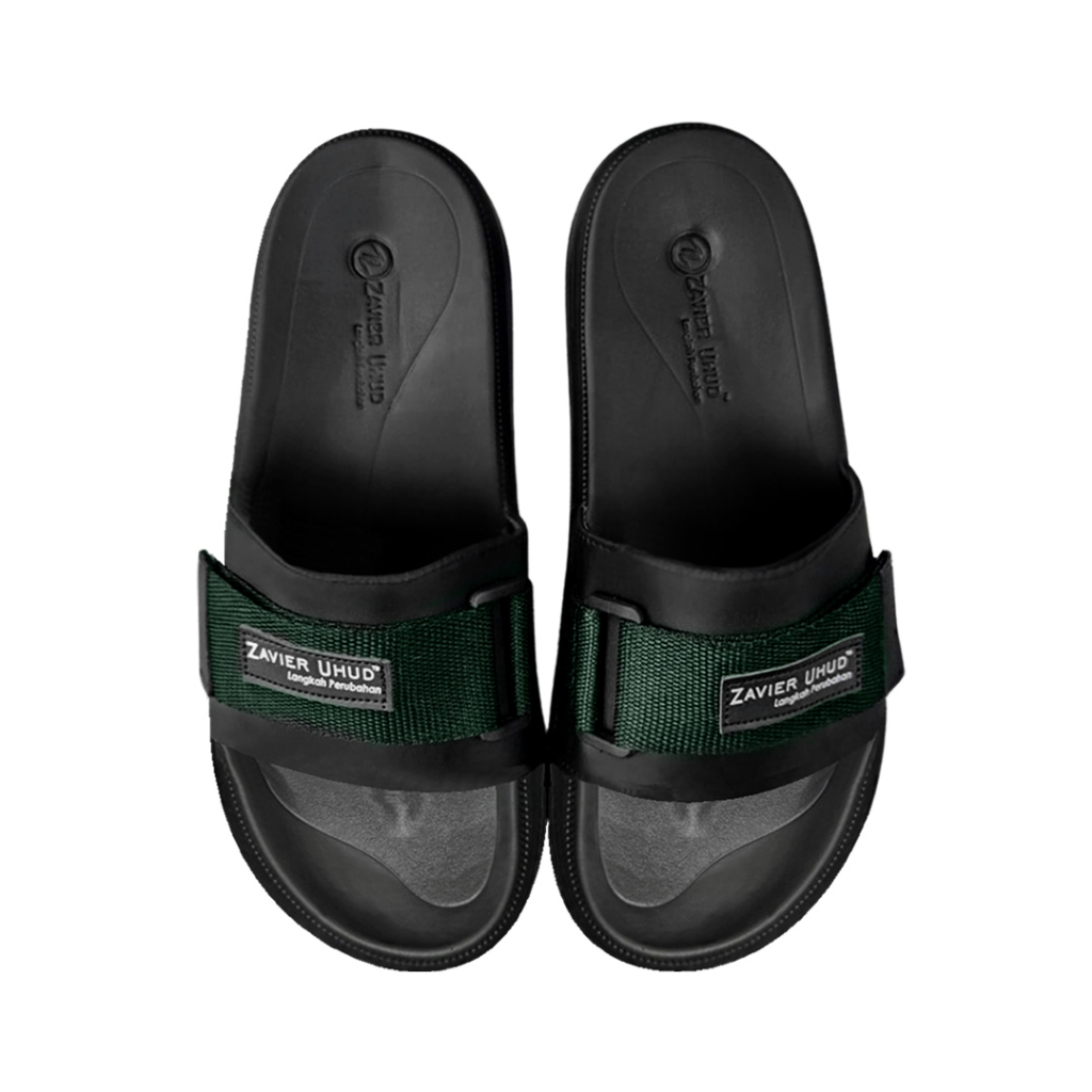 Zavier Uhud - Sentani Green Strip | Sandal Pria Wanita Sendal Selop Anti Licin