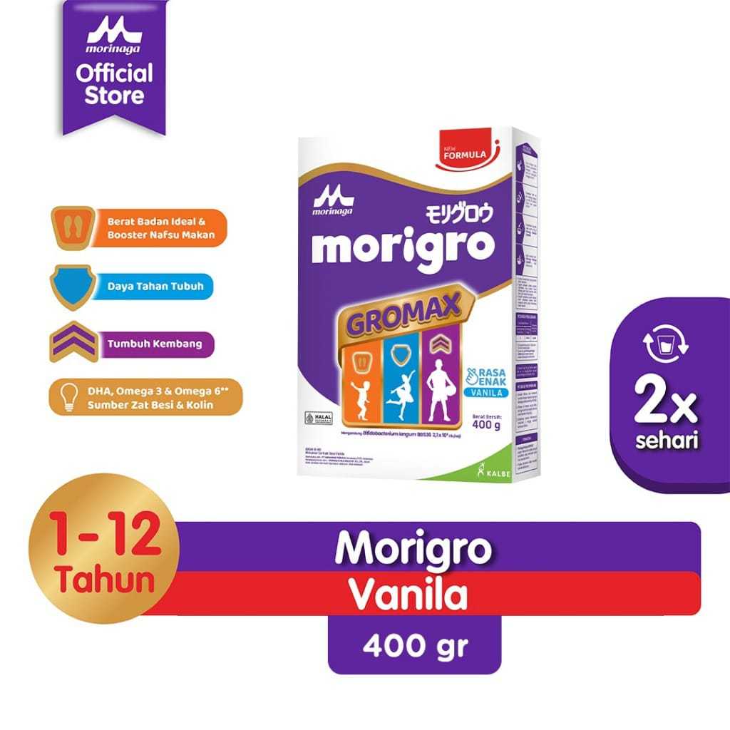 

Morinaga Morigro GROMAX Vanilla - Susu Bubuk Penambah Nafsu Makan Anak 1-12 Tahun