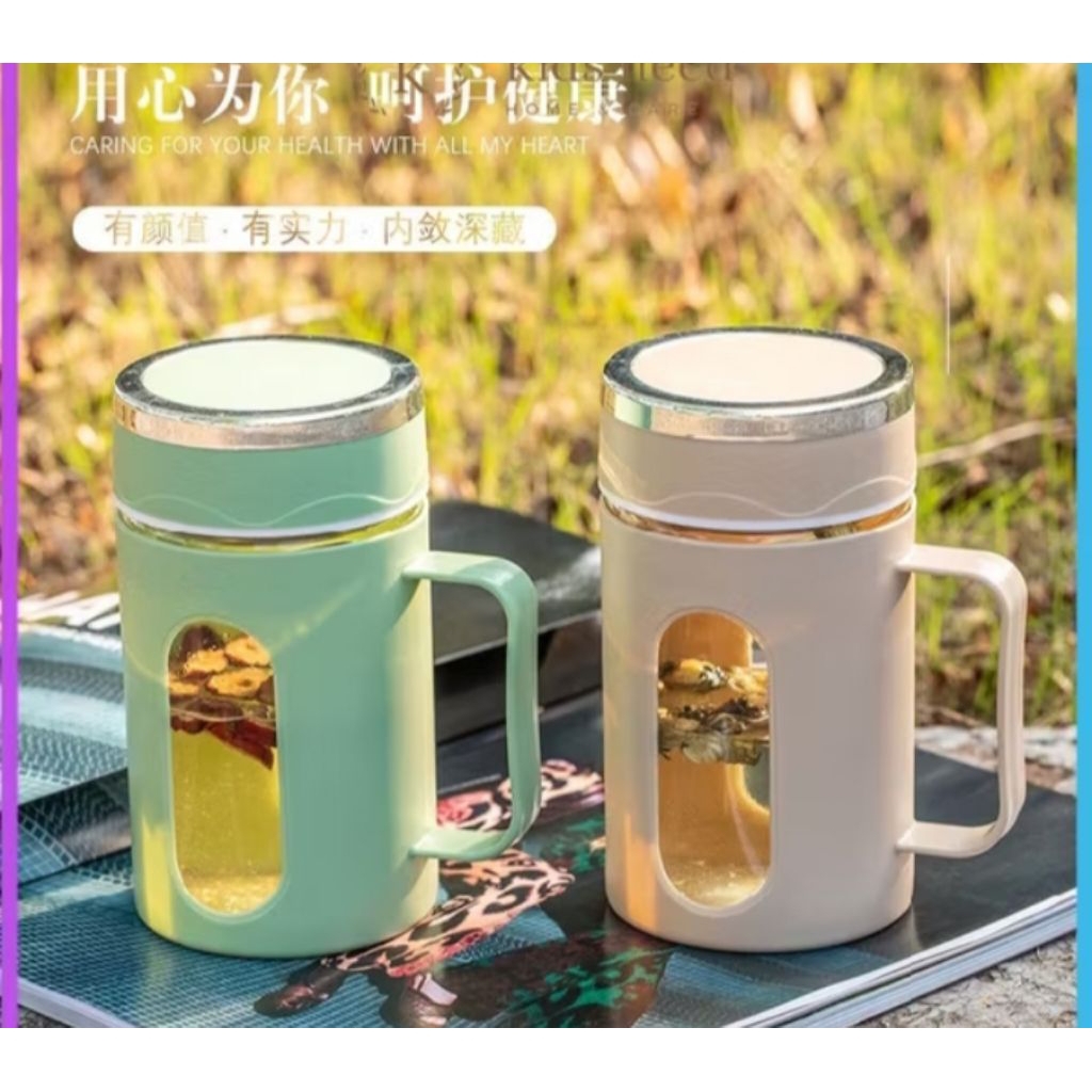 Gelas Gagang kaca / Gelas shel 500 ml warna terang / Glossy